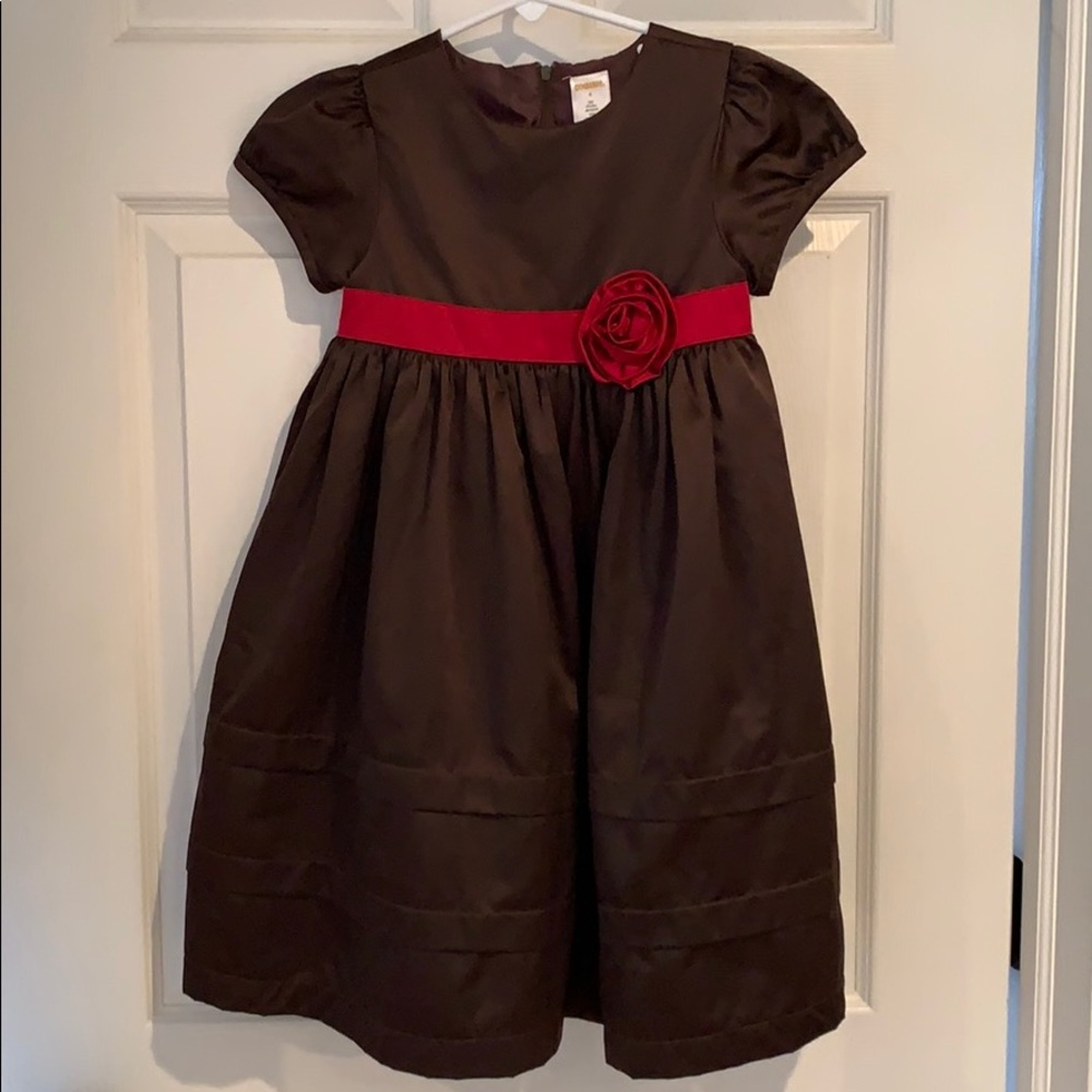 Girls brown satin dress